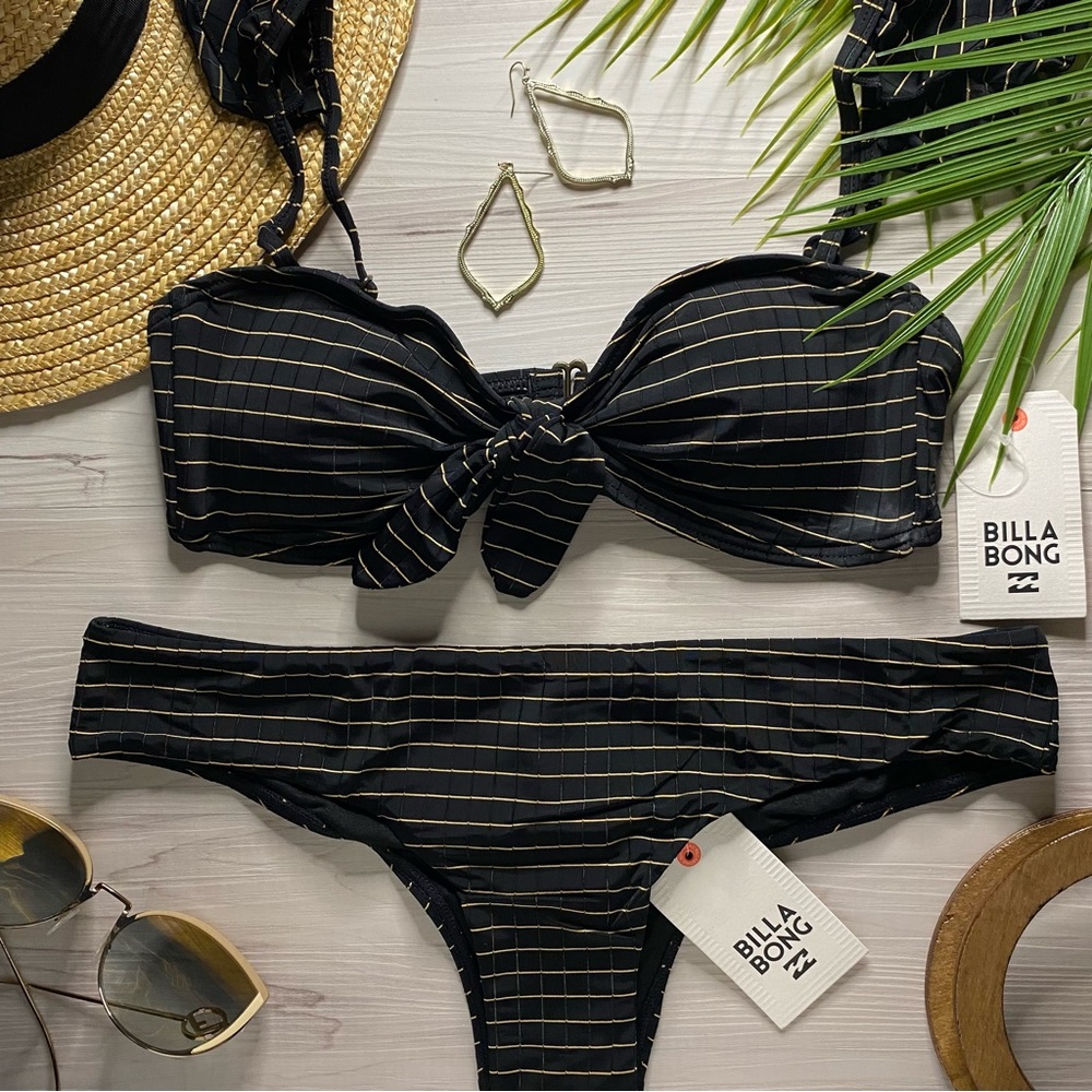Billabong Black Striped Bikini Set